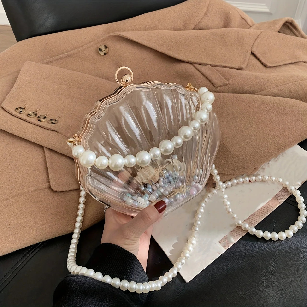Clear Acrylic Shell Bag | Trendy Niche Design Crossbody Purse Luxegan