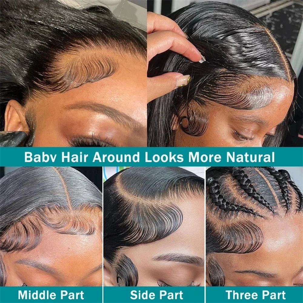 Bone Straight Glueless Lace Closure Wig | 180% Density Pre-Cut & Pre-Plucked Swiss Lace Wig | 100% Brazilian Remy Human Hair 6x4 or 5x5 Wear-and-Go Straight Wig for Women Luxegan