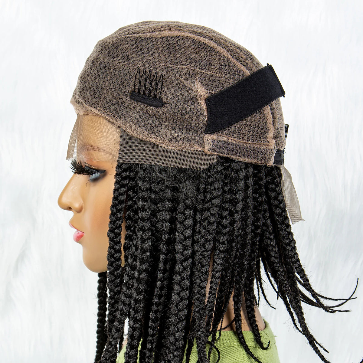 Pelucas trenzadas Bob para mujeres negras Peluca de encaje completo con trenzas estilo cornrow Peluca sintética de encaje frontal con trenzas de caja sin nudos con cabello de bebé