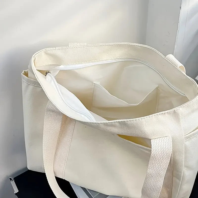 Large Capacity Canvas Tote | Multi-Pocket Shoulder Bag Luxegan