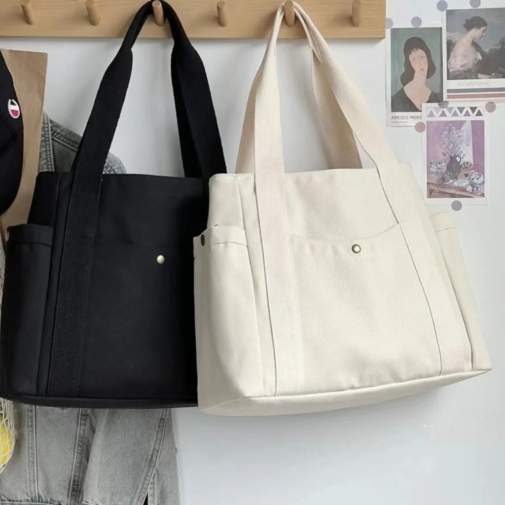 Canvas Bag Female Ins Forest Style | Versatile Shoulder Bag & Large Capacity Book Storage (Student Class Commuter Bag, Portable Cloth Tote) Luxegan