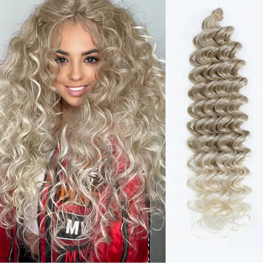 Afro Curly Deep Wavy Twist Synthetic Crochet Hair – 24 Inch | Ombre & Solid Colors | 3–9 Pack Braiding