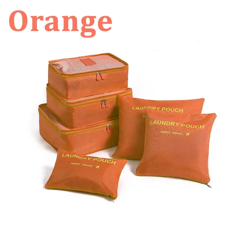 6pcs Set Travel Storage Bags | Suitcase Packing Set & Portable Luggage Organizer (Clothes Shoe Foldable Organizer) Luxegan