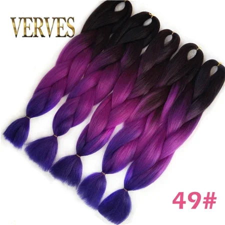 Synthetic Jumbo Braid Kanekalon Braiding Hair 24in | Ombre & Solid Colors | 100g