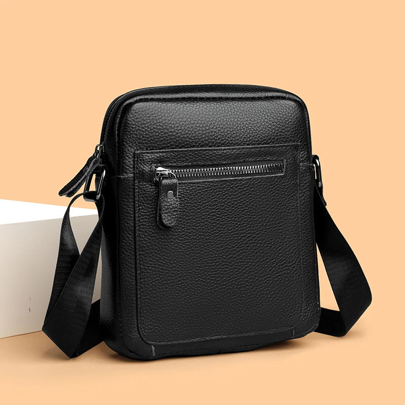 High Quality Genuine Leather Men's Shoulder Bag | Cow Leather Casual Daily Use Crossbody Purse & Handbag (Soft, Solid Color) Luxegan