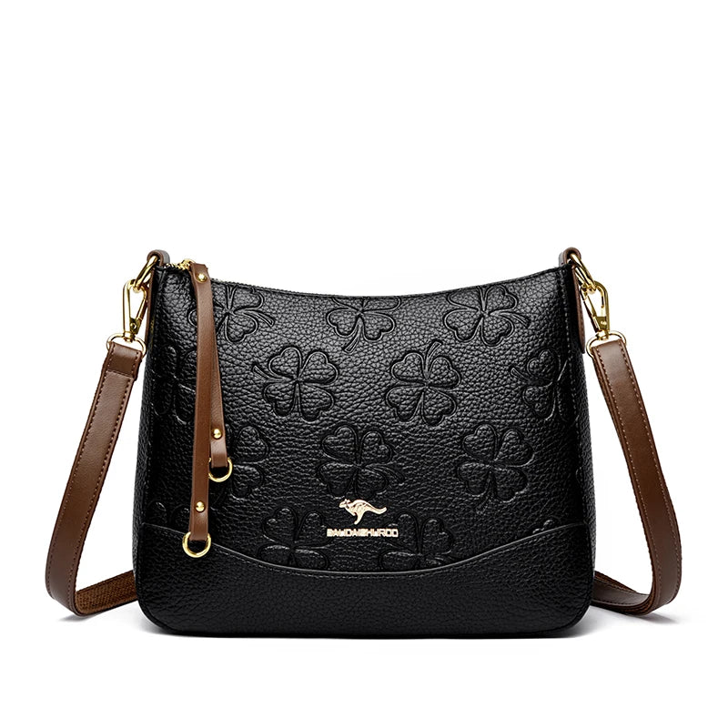 Luxury Designer Women’s Soft Leather Shoulder Bag | Elegant Floral Knurling Handbag | Sequined Messenger Crossbody Bag | New Fashion "Sac A Main" for All Seasons Luxegan