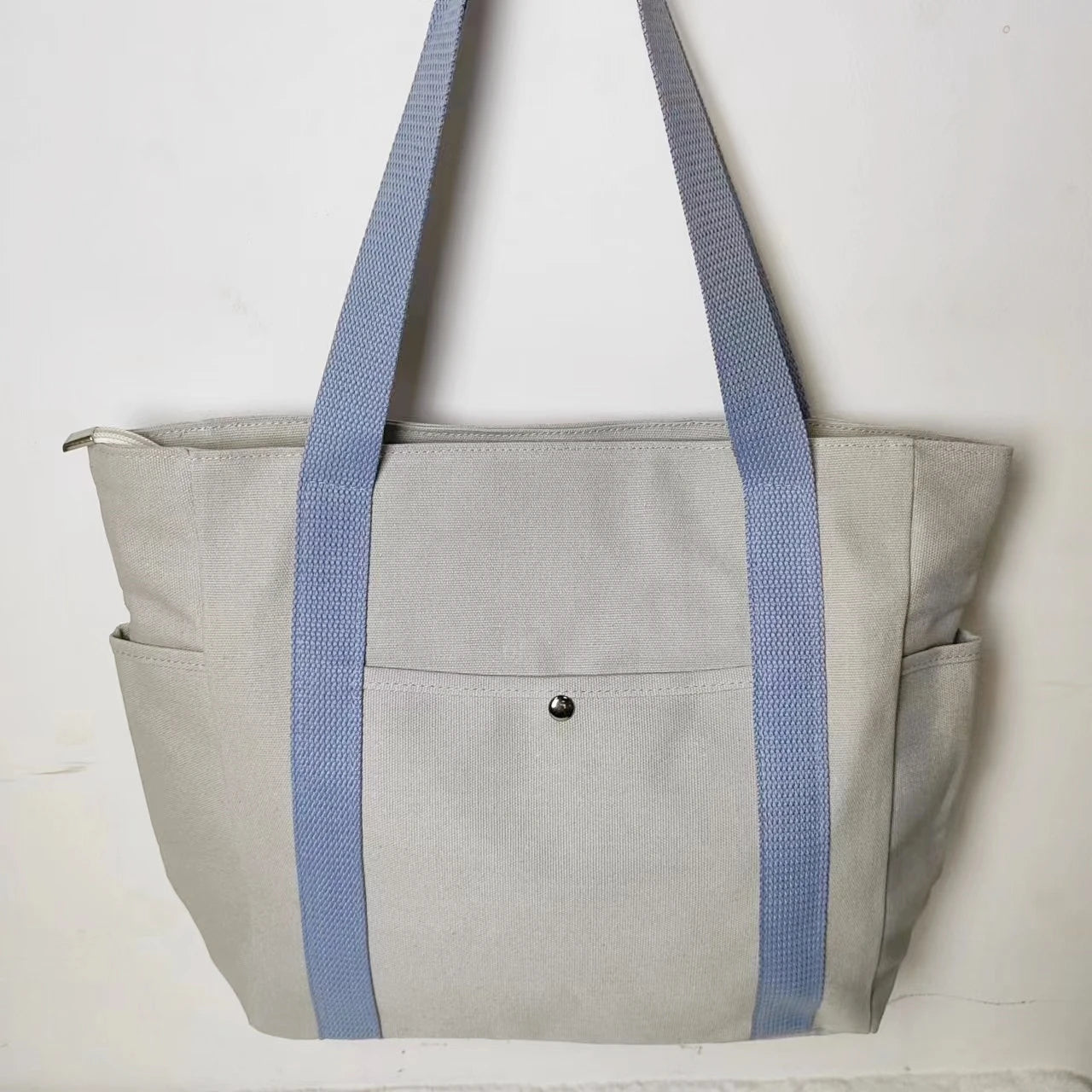 Soft Canvas Preppy Style Large Capacity Tote | Unisex Zippered Commuter Satchel Luxegan