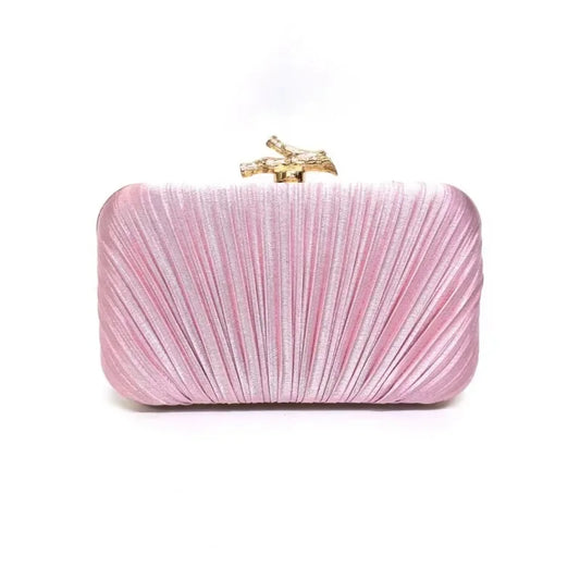 Pleated Light Pink Evening Clutch | Sophisticated "Formal Wedding" Silhouette | Elegant Prom Dress Matching Handbag | "Dignified" High-Performance Fashion Essential for Radiant Versatile Styling Luxegan