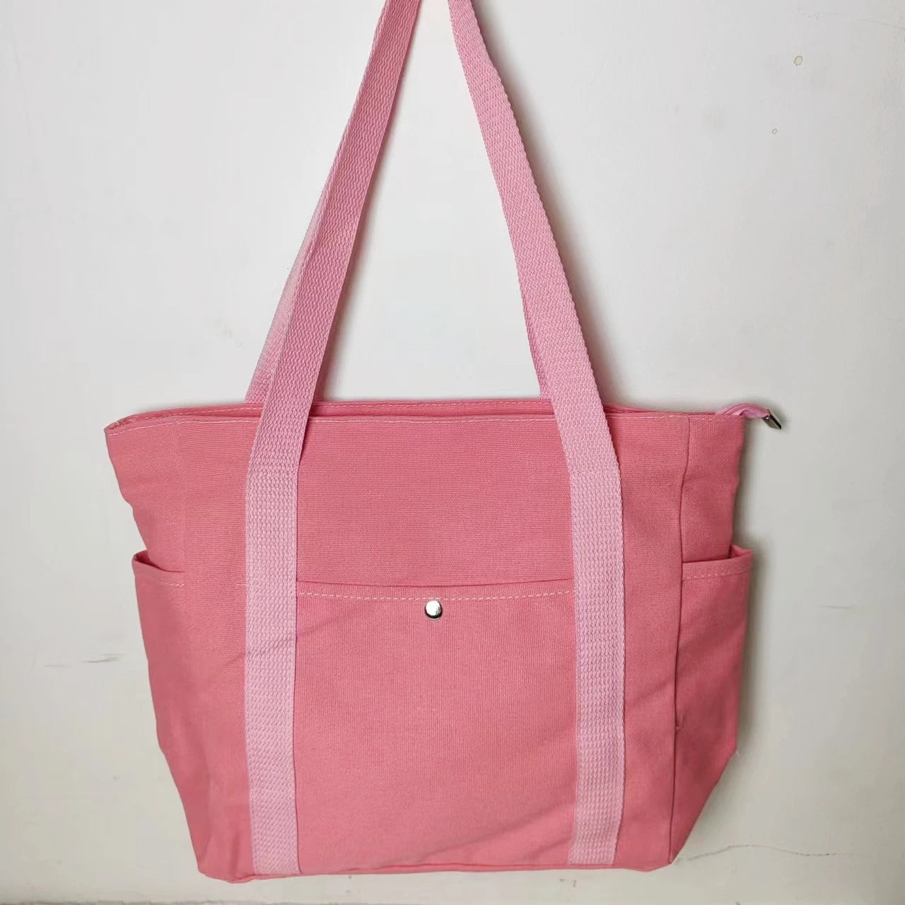 Soft Canvas Preppy Style Large Capacity Tote | Unisex Zippered Commuter Satchel Luxegan