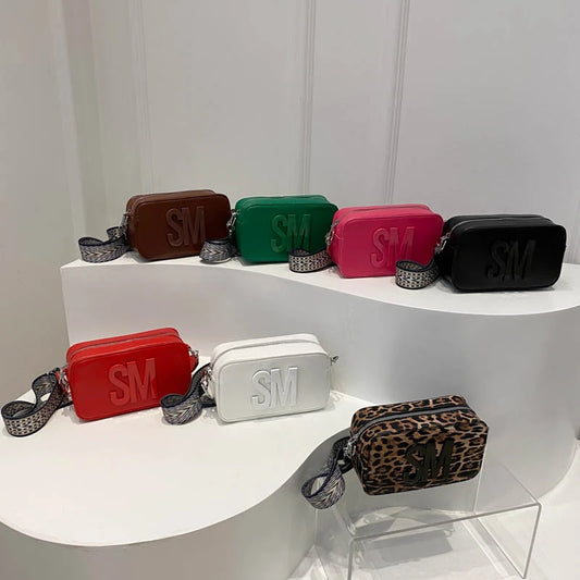 Fashion Letter Crossbody Flap Bag | Soft Leopard Print Square Purse Luxegan