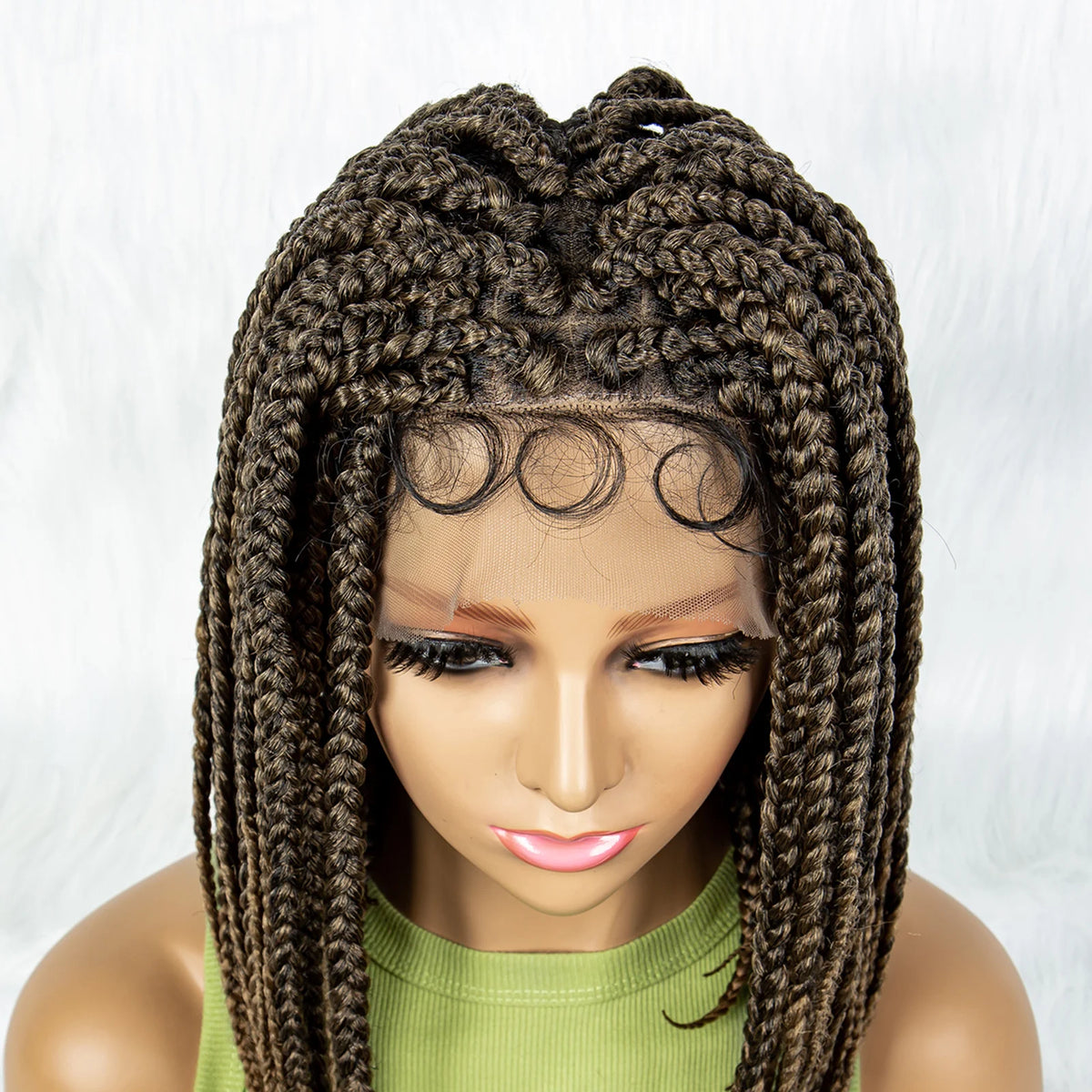 Pelucas trenzadas Bob para mujeres negras Peluca de encaje completo con trenzas estilo cornrow Peluca sintética de encaje frontal con trenzas de caja sin nudos con cabello de bebé