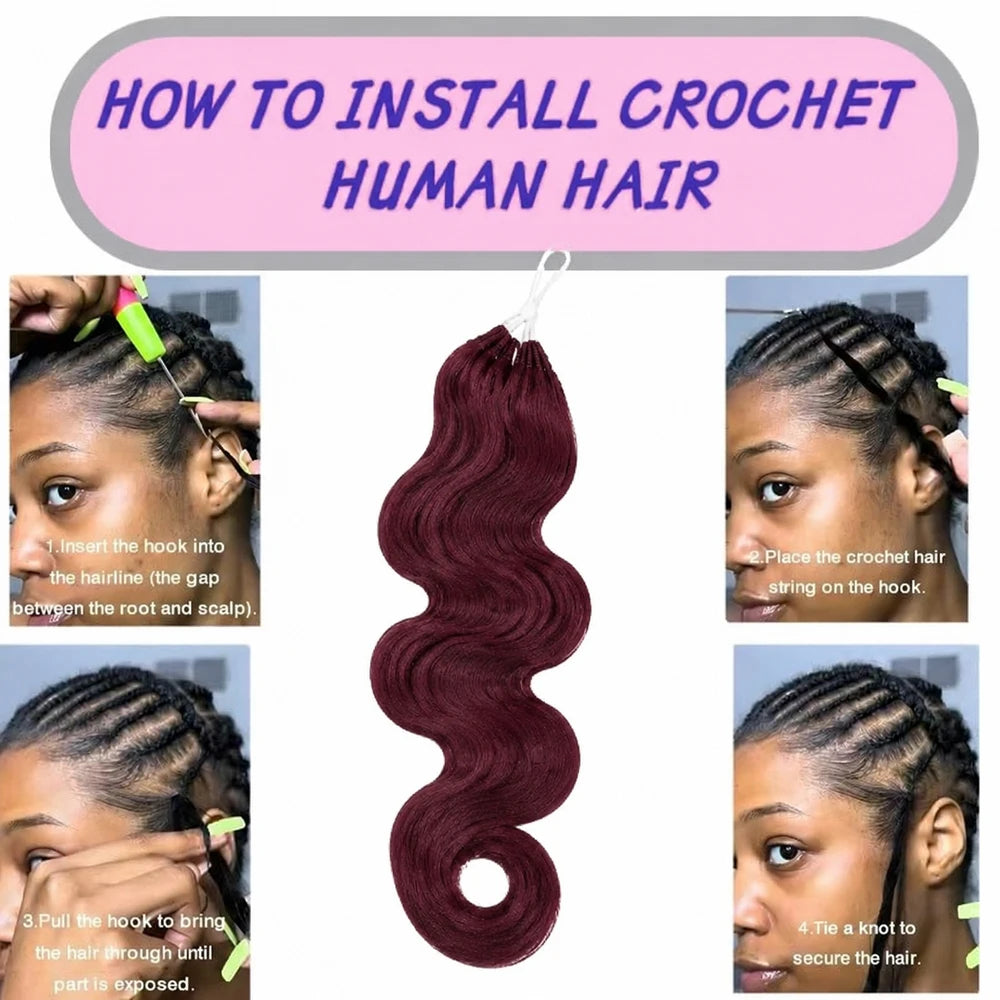 12A Body Wave Virgin Human Hair Crochet Extensions | Knotless Pre-Separated | 16-24in - view 3