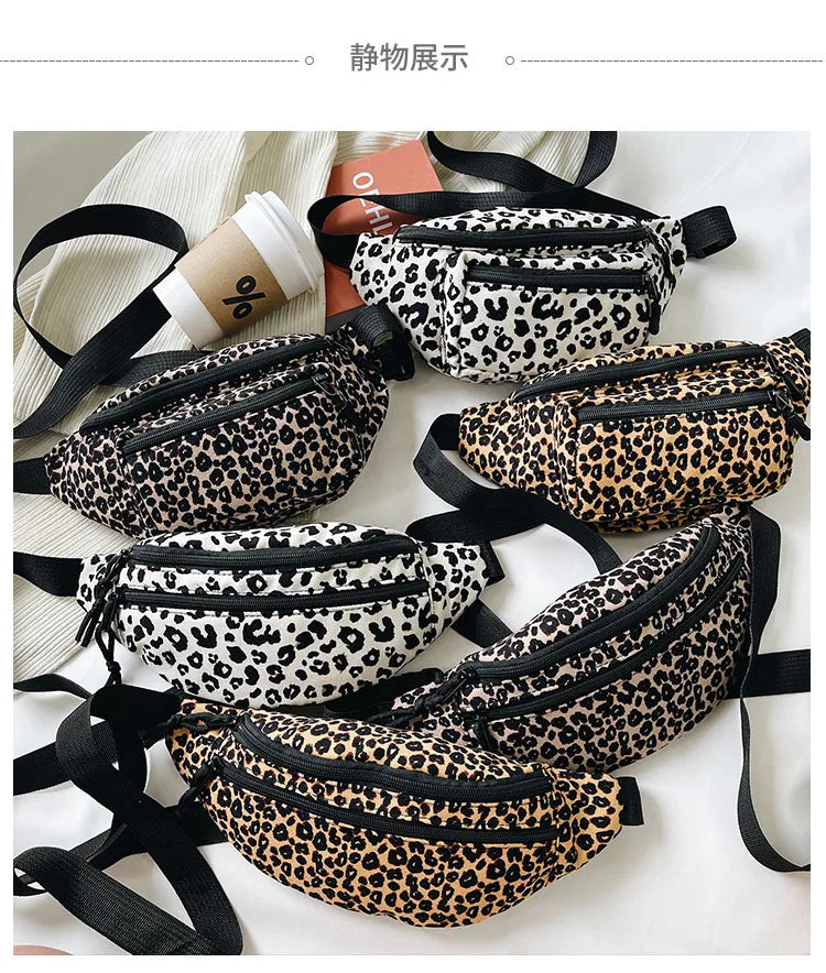 Fashion Women's Flannel Fanny Pack | Wild Leopard Pattern Waist Bag & Bum Hip Bag (Casual Chest Bag Money Phone Pouch)