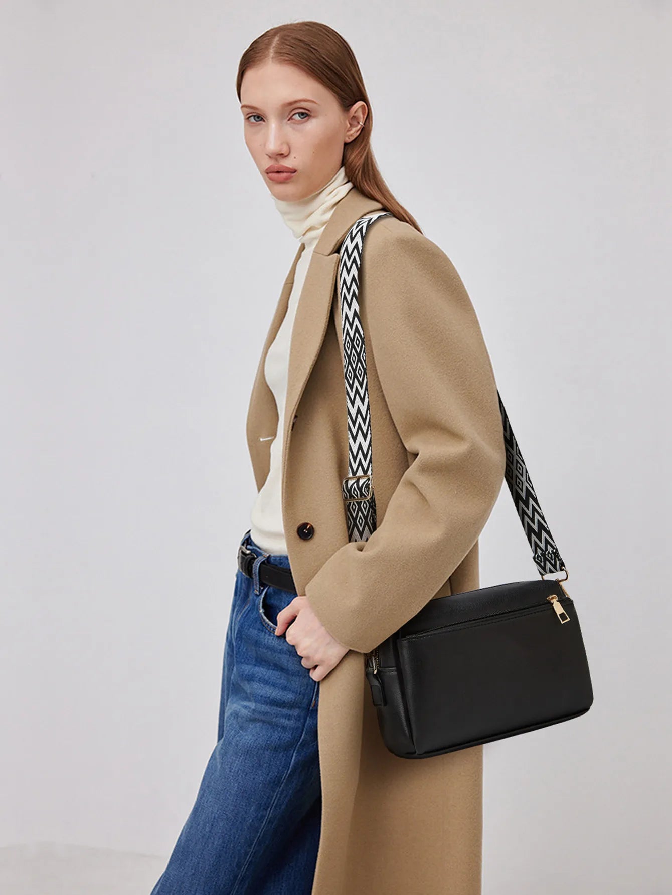 Women’s Multi-Zipper Small Square Bag | Anti-Splashing Water-Resistant Crossbody | Sophisticated Single Shoulder Satchel | Modern PVC & Acrylic Small Utility Handbag (Model 480) Luxegan