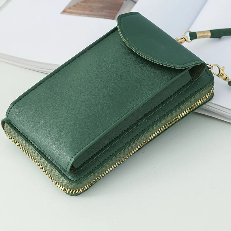 Fashion Women’s Small Crossbody Messenger Bag | Mini PU Leather Shoulder Purse | Elegant Ladies' Phone Handbag with Letter Detail | Versatile Solid Color Flap Clutch Luxegan