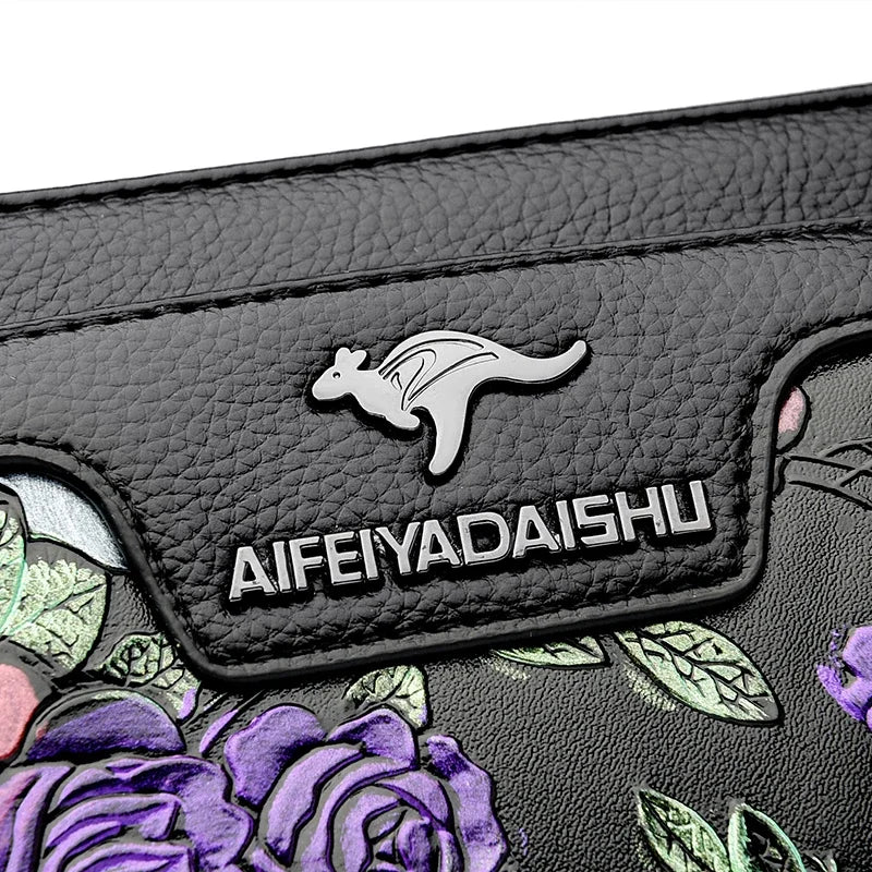 Women's Floral Patterned Shoulder Bags | High-Quality Leather Crossbody Bag & Elegant Commuting Handbags Luxegan