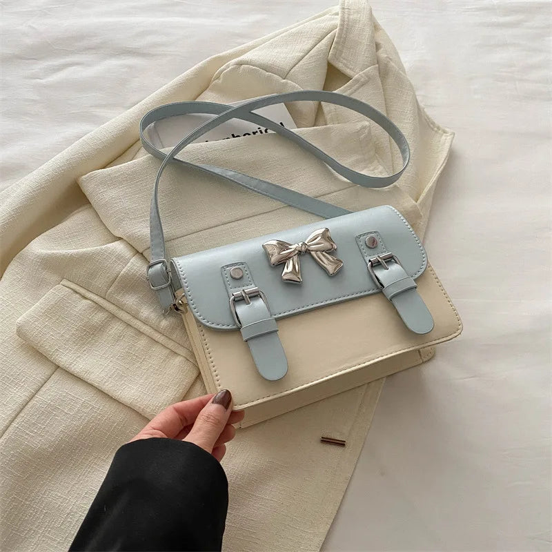 Fashion Square Small Crossbody Bags | Bowknot Decor Flap Shoulder Bag (For Summer Travel & Daily Use) Luxegan