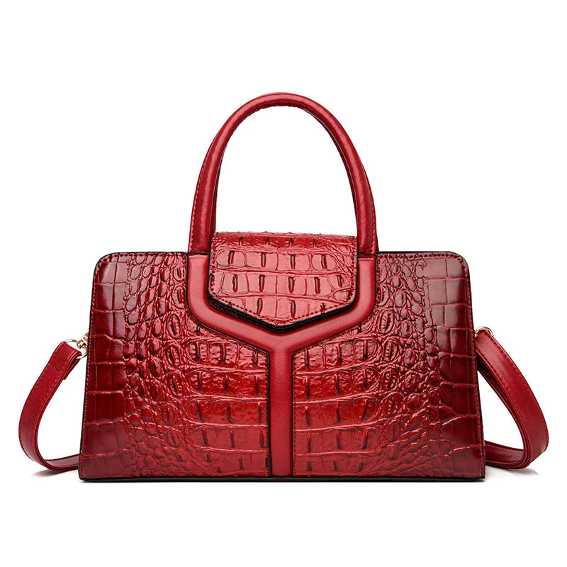 New Leather Women's Messenger Bags | Crocodile Female Crossbody Shoulder Handbags & High Quality Ladies Totes Luxegan