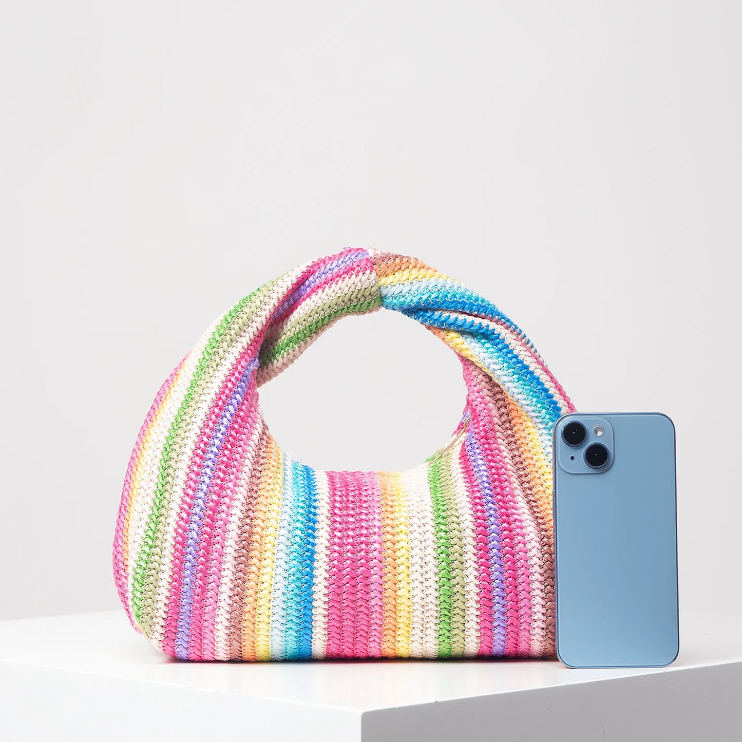 Vintage Woven Handbag | Simple Commuter Bag & Beach Wind Rainbow Purse Luxegan