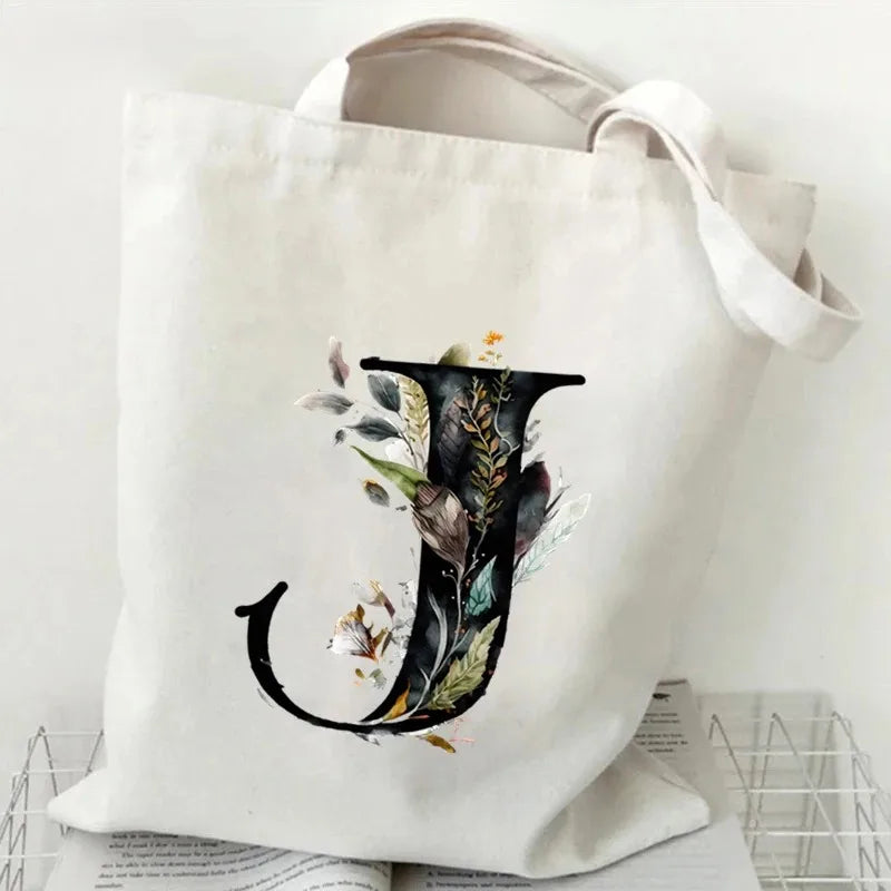 Harajuku Letter & Flower Canvas Tote | Eco Reusable Shopping Bag Luxegan