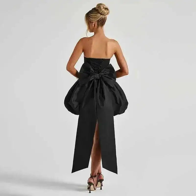 Townlike Bow Backless Sexy Party Dress Women Mini 2025 Spring Summer Dress Waist Wrap A-line Ball Gown Dresses