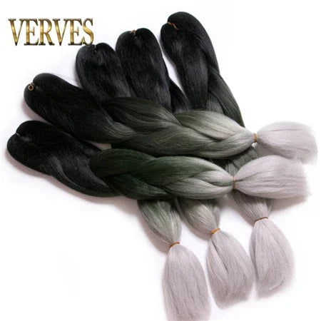 Synthetic Jumbo Braid Kanekalon Braiding Hair 24in | Ombre & Solid Colors | 100g