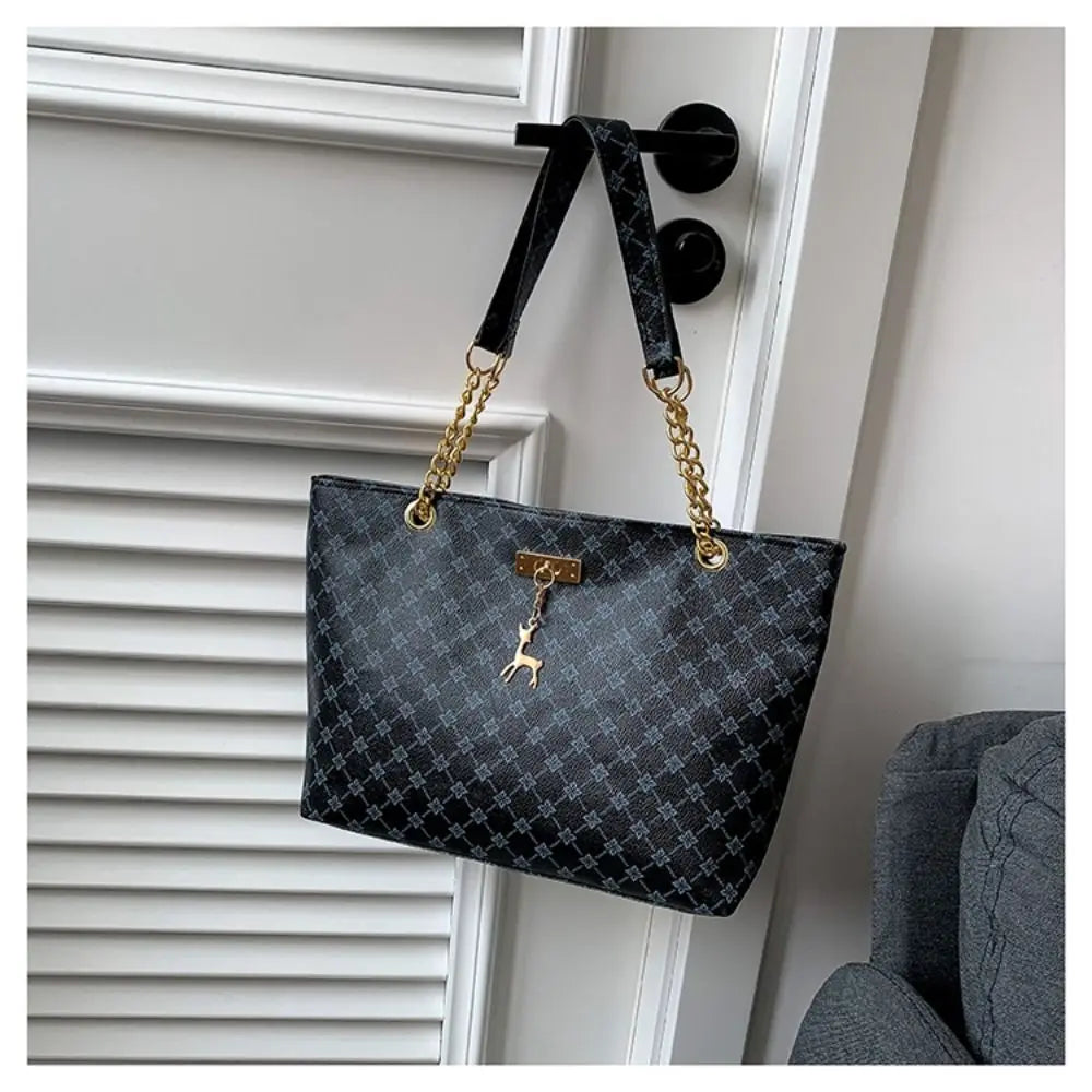 Women’s Luxury Design Milk Cotton Tote Bag | High-Capacity Hand-Printed Shopping Bag | Trendy New Bucket Purse with Ultra-Soft Cashmere Lining Luxegan