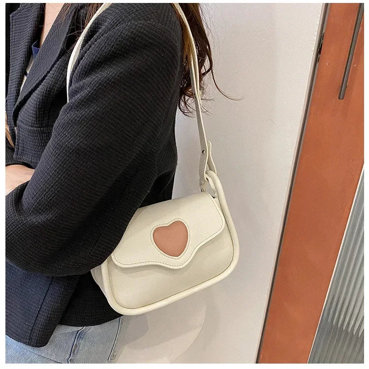 Cute Love Heart Shoulder Bag | Small Square Crossbody with Scarf Luxegan