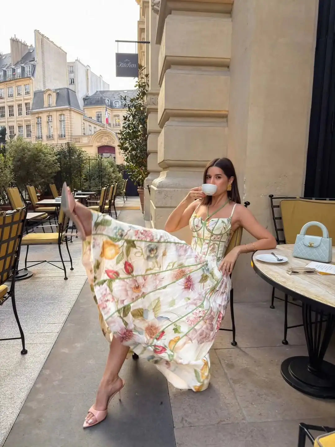 Women's Printed Sleeveless Halter Maxi Dress  | Elegant Waist-Cinching A-Line Vacation Dress | Summer Lady Tie-Dye Ankle-Length Streetwear | Slim Fit Premium All-Season Vestido Luxegan