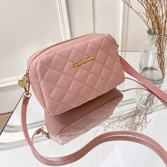 Women's Square Single Shoulder Bag | Solid Color PU Handbag & Female Fashion All-match Messenger Bags (Casual Phone Bag) Luxegan