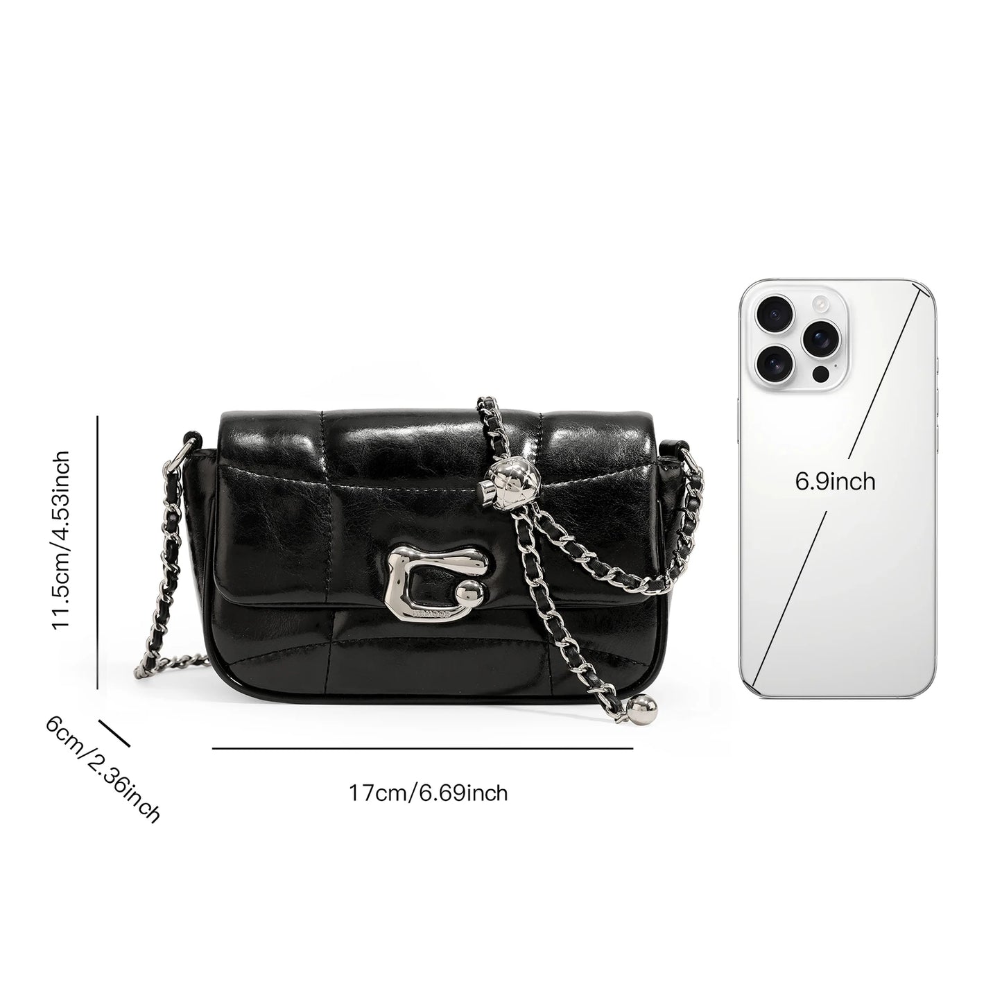Genuine Leather Crossbody Bag | Luxury Brand Shoulder Bag with Chain Strap & Unique Design Quilted Handbag Luxegan