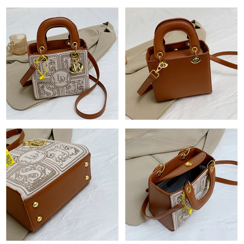 Elegant Top-Handle Satchel | Royal Embroidery Crossbody Bag Luxegan
