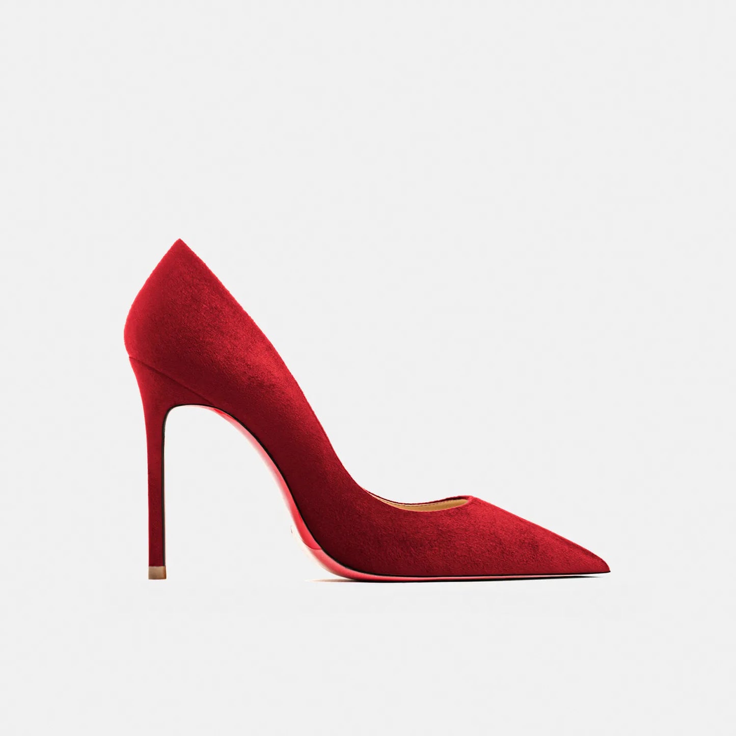 Autumn Suede Stiletto Pumps | Sophisticated Red Shiny Bottom High Heels | Elegant "Flannel" Pointed Toe Wedding Shoes | "Dignified" Shallow Mouth Fashionable Temperament Footwear for Radiant Versatile Styling Luxegan