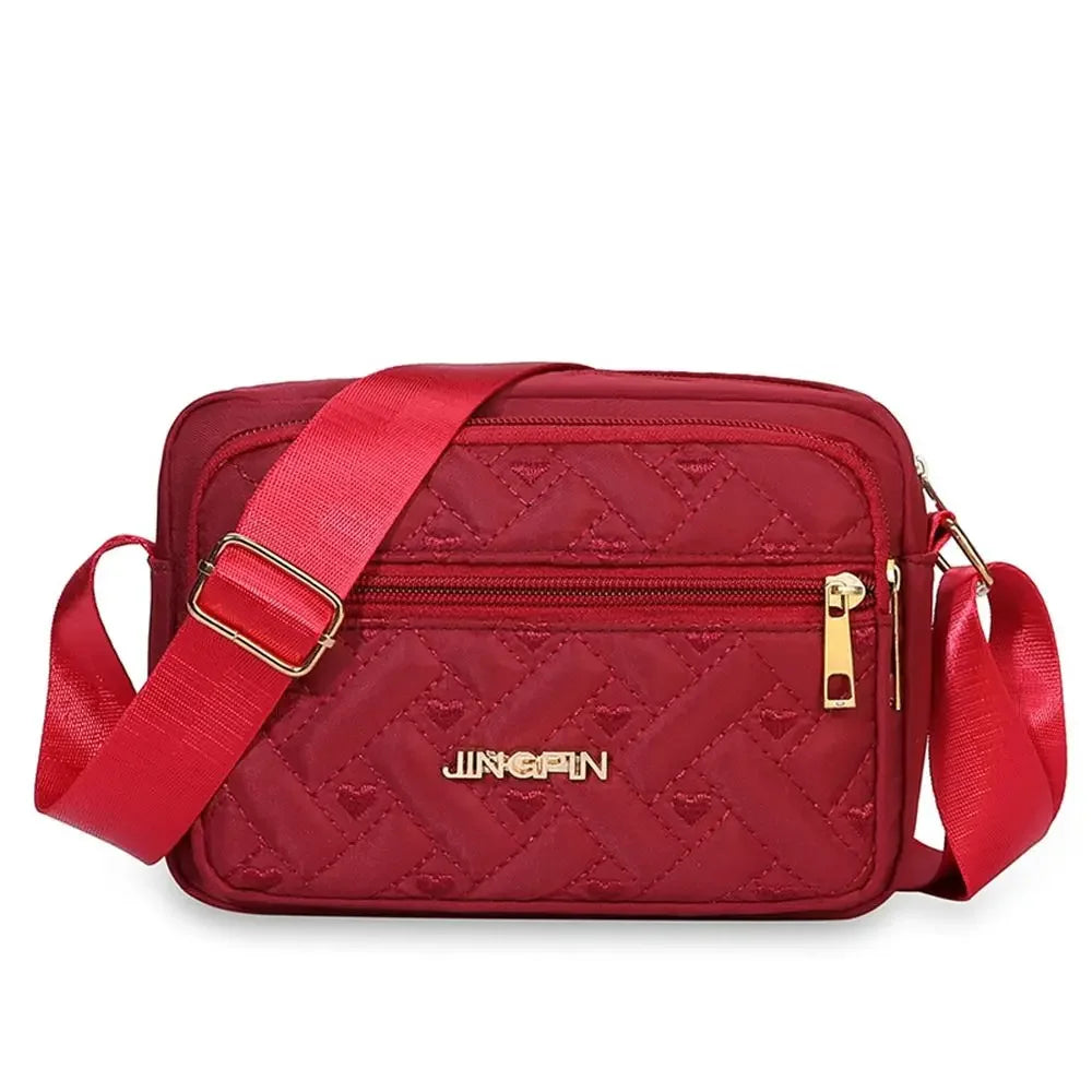 New Fashion Embroidery Shoulder Bag | Sophisticated Canvas Zipper Handbag | Elegant Square Crossbody Purse | "Dignified" Lightweight Tote for Versatile Daily Styling Luxegan