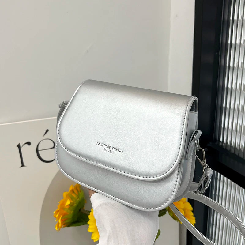 Vintage PU Leather Saddle Bag | Small Handbag with Lettering Luxegan