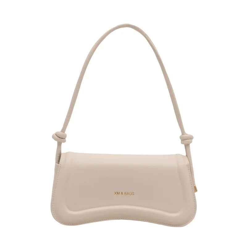 Fashion Ladies Small PU Leather Underarm Bag | Solid Color Top-Handle Purse | Women's Shoulder Crossbody Saddle Handbag Luxegan