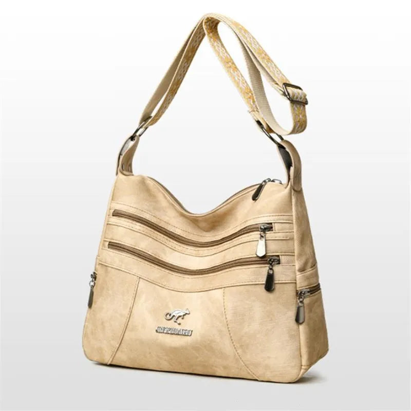 Vintage Style Shoulder Bag | Multi-Layer Crossbody Bag & Casual Faux Leather Handbag