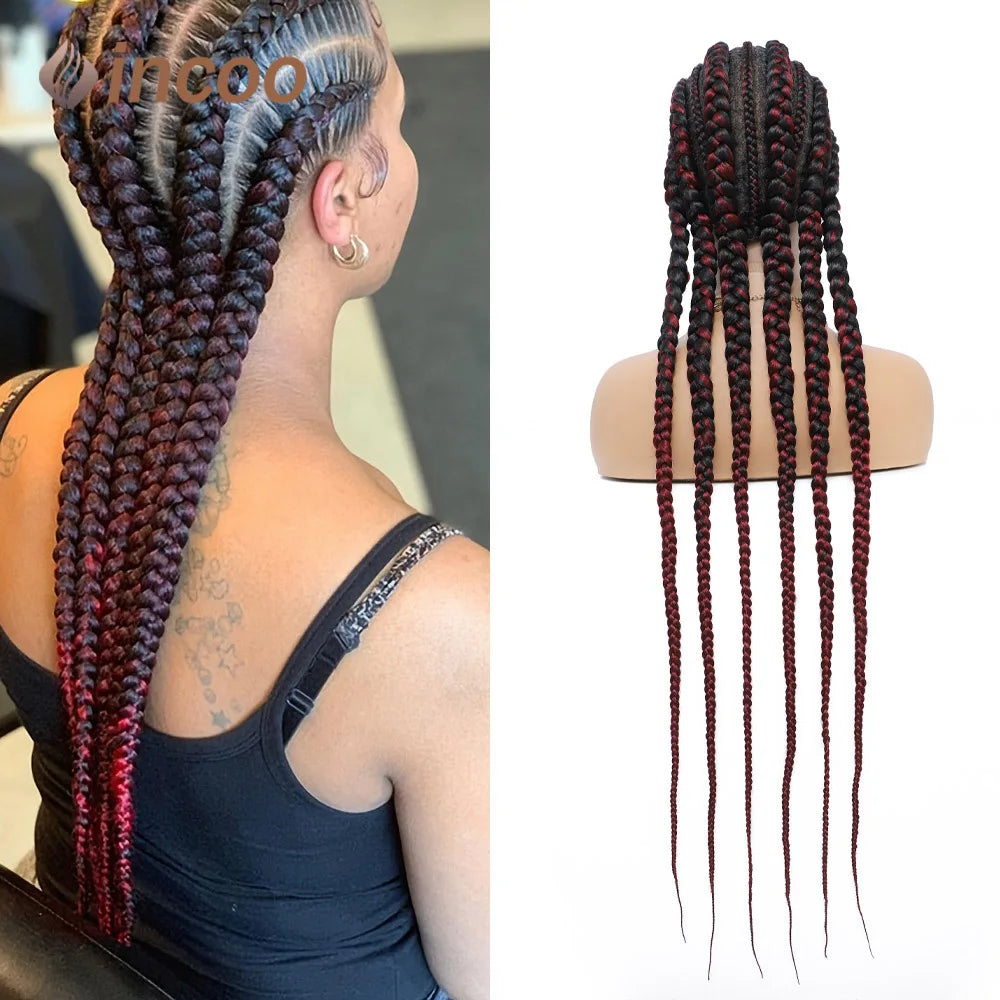 36 Inch Jumbo Knotless Box Braid Cornrow Wig | Full Lace