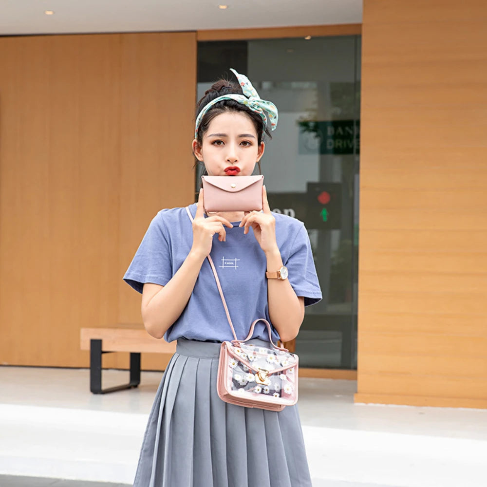 Women's Cute Print Transparent Crossbody Bag | Diagonal Straddle Shoulder Bag Luxegan