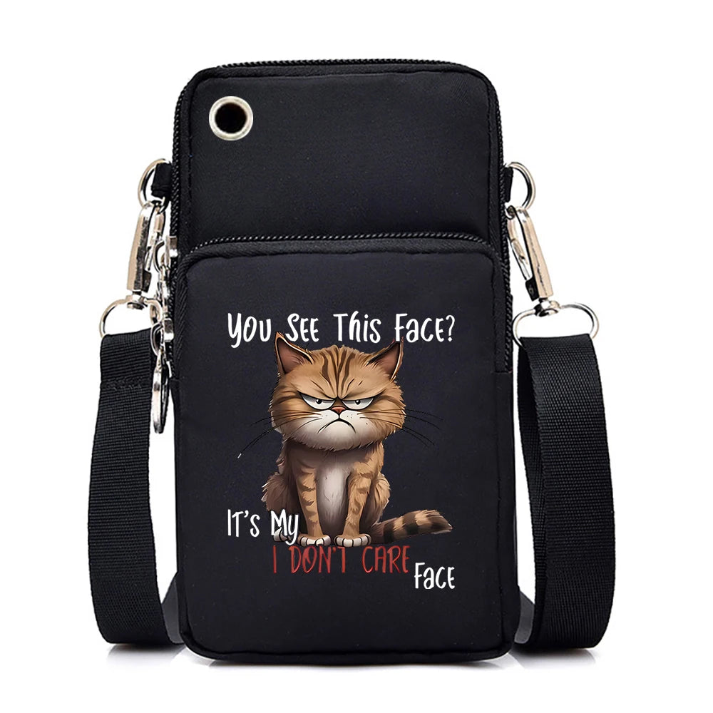 Women's Handbags Black Explosive Coffee Cat Messenger Bags | Female Cartoon Shoulder Bag Purse (Fashion Mobile Phone Crossbody Bags) Luxegan