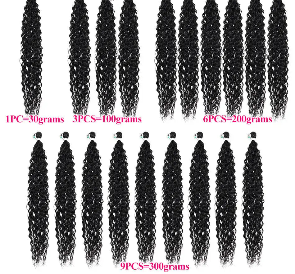 Synthetic Water Wave Hair Bundles | 28–32 Inch Curly Extensions Luxegan