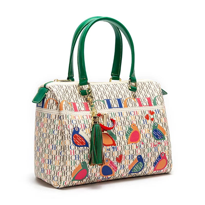 Luxury Jacquard Bowling Bag | Colorful PVC Commuter Crossbody Luxegan