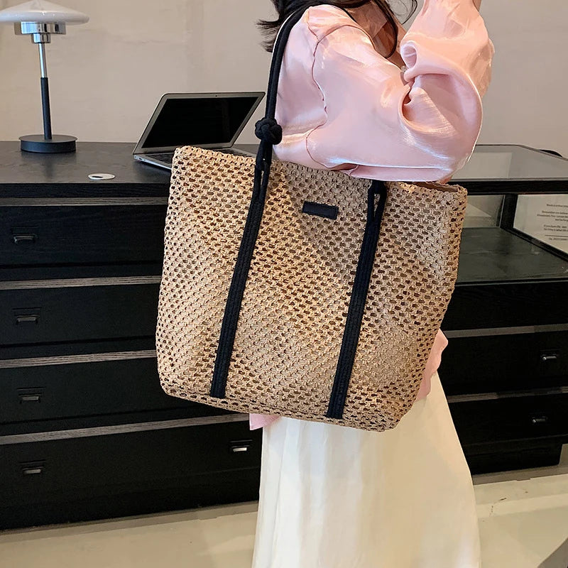 Woven Straw Tote Bag | Large Capacity Beach & Vacation Handbag Luxegan