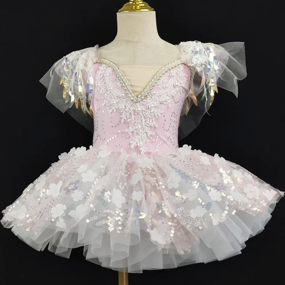 Girls' Tiered Patchwork Tutu Party Dress | Cute Princess Stage Dance Costume | Summer Sleeveless O-Neck Mini Ball Gown Kids Outfit Luxegan