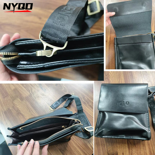 Polo Vertical Men's Crossbody Bag | Leisure Business Single Shoulder Bag (PU Leather, Solid, Versatile Trend) Luxegan