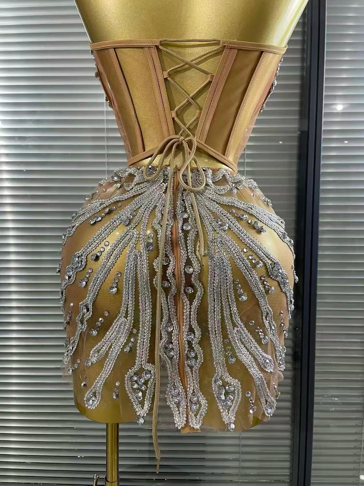Sequin Strapless Mesh Mini Dress | See-Through Bodycon Nightclub Birthday Party Dress