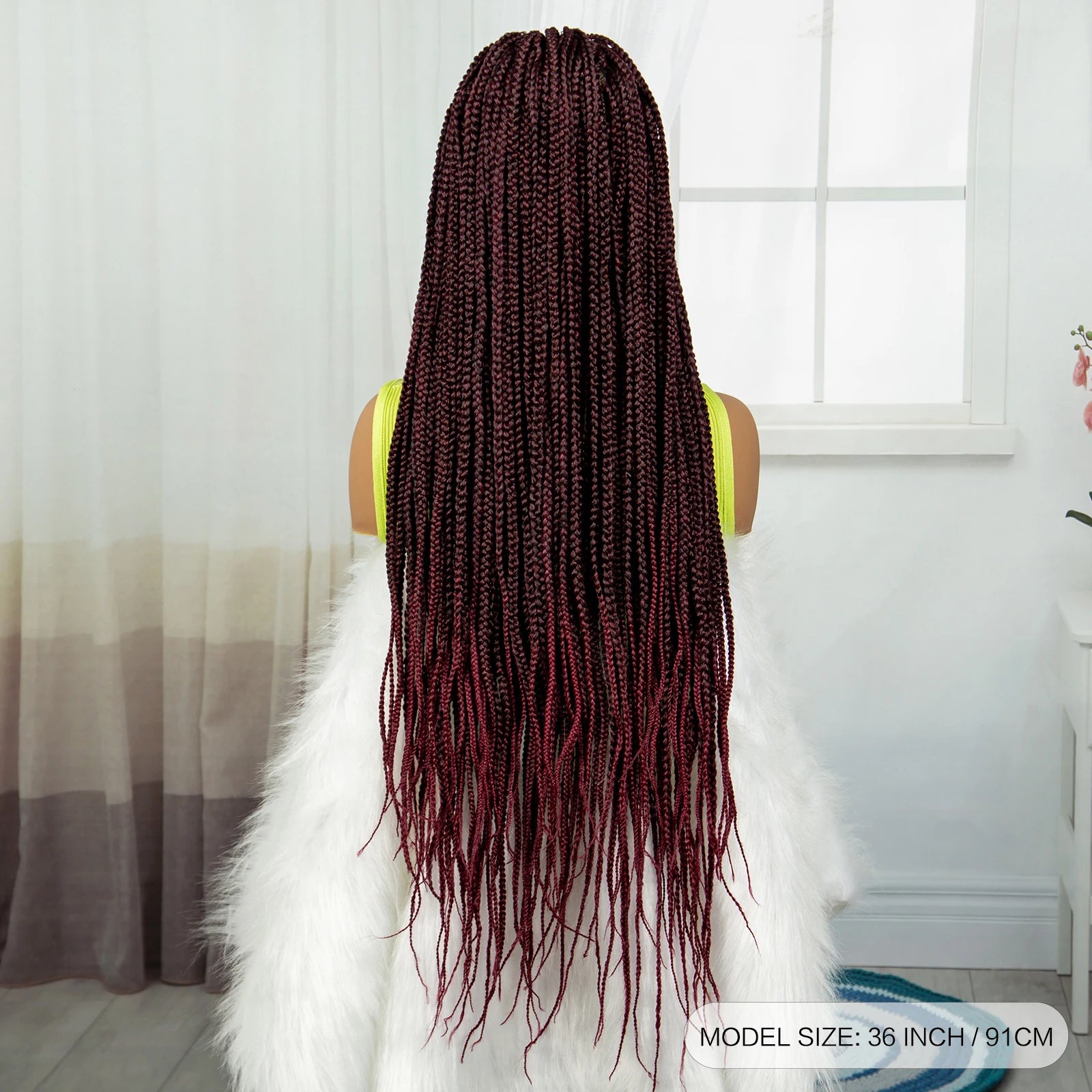 36" Purple & Blonde Knotless Box Braids Wig | Lace Front | Baby Hair Luxegan