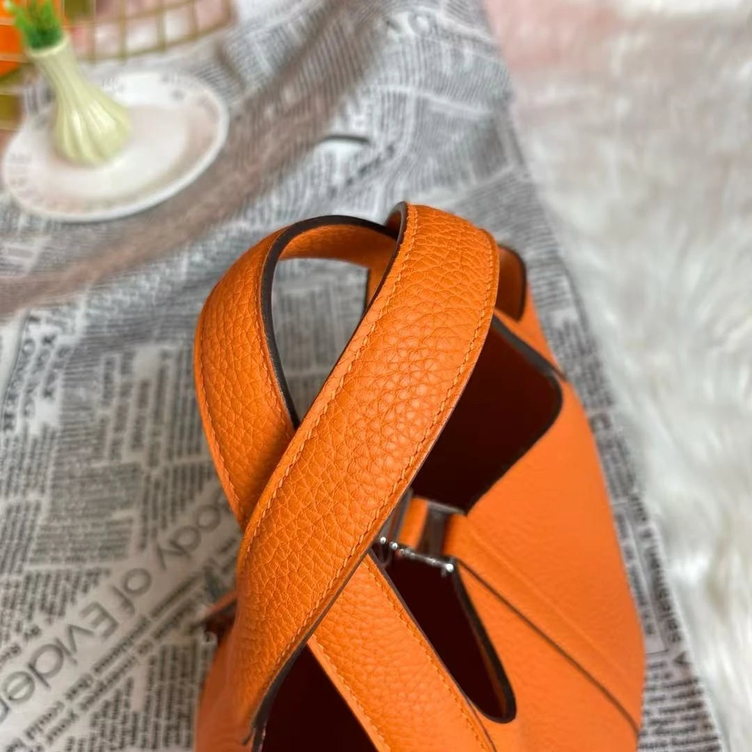 Genuine Leather Solid Casual Tote | Soft Hand-stitched Bucket Commuter Handbag Luxegan