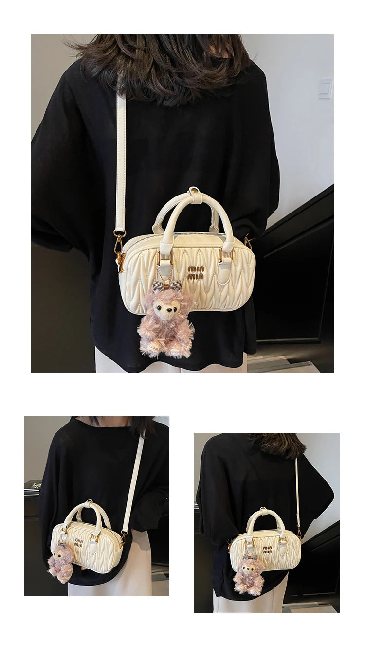 High-End Fashion Bowling Bag | Soft Large Capacity Shoulder Handbag Luxegan