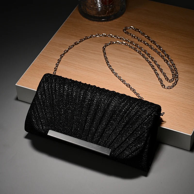 Luxury Women's Evening Bag | Pleated Crossbody Clutch Luxegan
